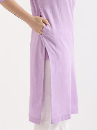 Lilac Airy Linen Long Kurta