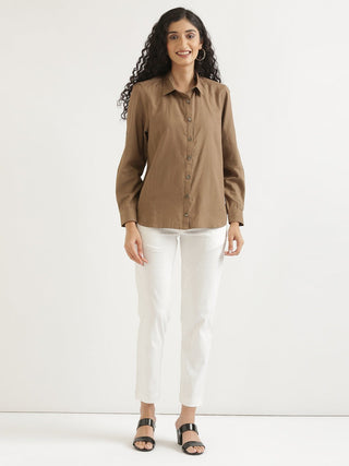 Coffee Brown Airy-Linen Shirt