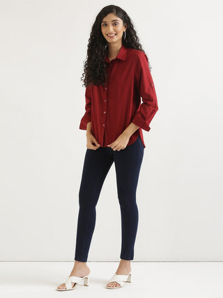 Maroon Airy-Linen Shirt