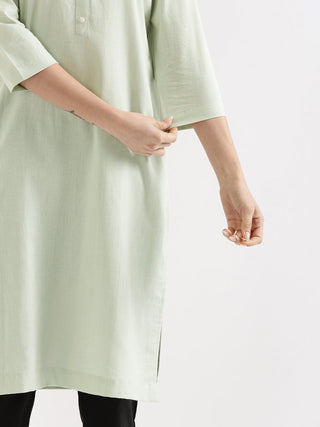 Mint Green Airy Linen Long Kurta