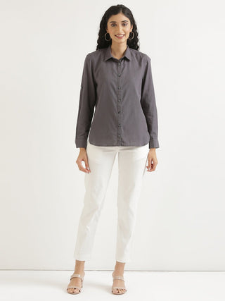 Slate Grey Airy-Linen Shirt