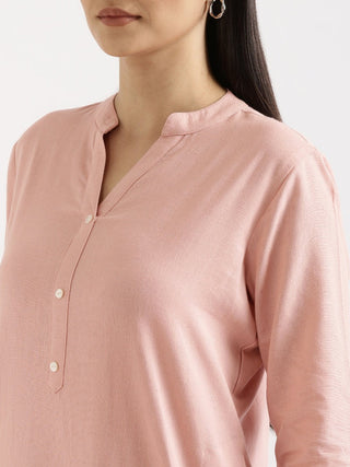 Salmon Pink Airy Linen Long Kurta