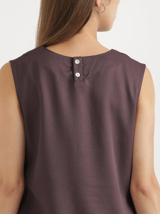 Brinjal V-Neck Sleeveless Top