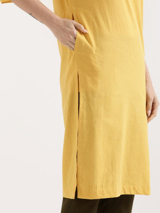 Yellow Airy Linen Long Kurta