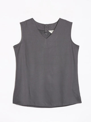 Grey V-Neck Sleeveless Top