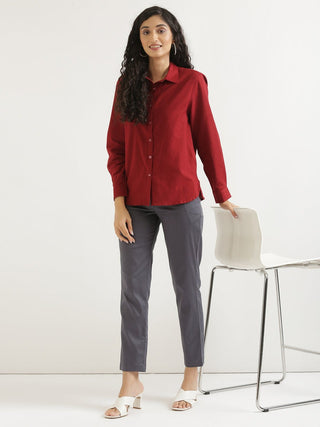 Maroon Airy-Linen Shirt