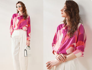 Bold Pink Abstract Print Shirt for Women