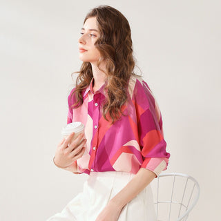 Bold Pink Abstract Print Shirt for Women