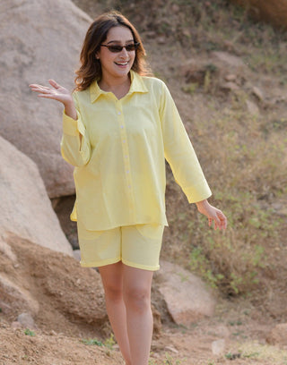 Misty Yellow Shirt & Shorts Co-ord Set