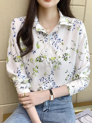 Floral Print Button Down Shirt, Casual Long Sleeve