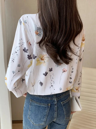 Floral Print Simple Shirt, Casual Button Front Long Sleeve