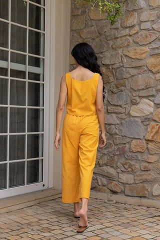 Yellow Crop Top & Pants Set