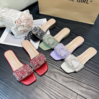 Luxury Pearl-Embellished Slide Sandals