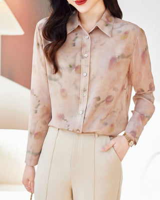 Rose Mist Watercolor Button-Up Shirt