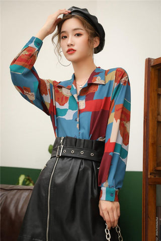 Urban Mosaic Abstract Print Shirt