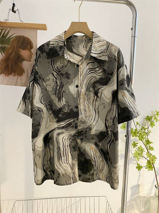 Marble Flow Abstract Oversized Shirt