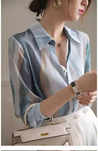Blue Mist Striped Satin Shirt