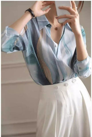 Blue Mist Striped Satin Shirt
