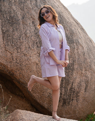 Orchid Lilac Shirt & Shorts Co-ord Set