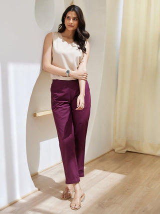 Wine Cotton Pant