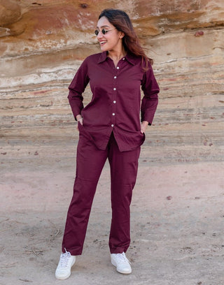 Mulbery Wine Co-ord Set Pants & Shirt